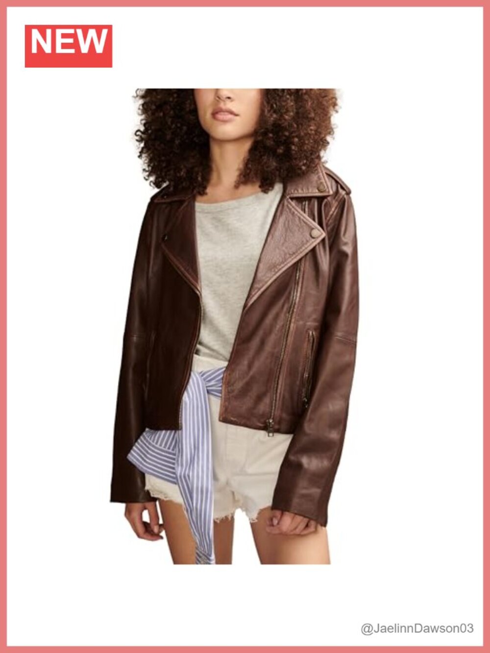 Lamb Leather Moto Jacket Asymmetrical Zip Slim Fit Long Sleeve